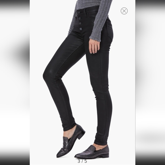 2. PAIGE HOXTON COATED HIGH WAIST ULTRA SKINNY JEANS SIZE 26 - Picture 4 of 13